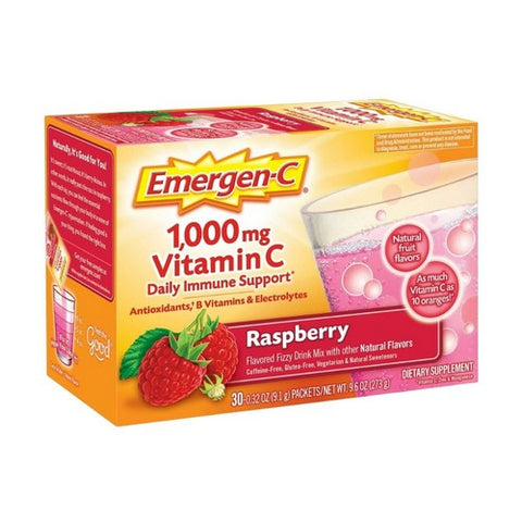 Emergen-C, Daily Immune Support Vitamin C Fizzy Drink Mix Raspberry, Pack Of 30 Emergen-C
