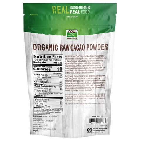 Now Foods, Organic Raw Cacao Powder, 12 Oz