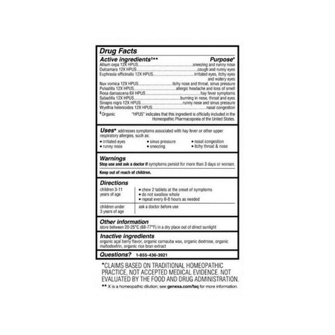 Genexa, Allergy-D Organic, Adult 60 Tabs