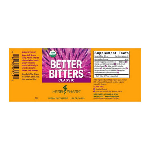 Herb Pharm, Better Bitters Classic, 1 Oz Herb Pharm