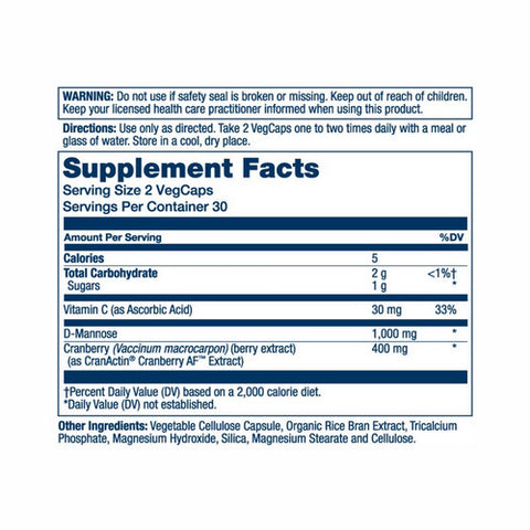 Solaray, Cranactin D-Mannose, 1000 mg, 60 Veg Caps