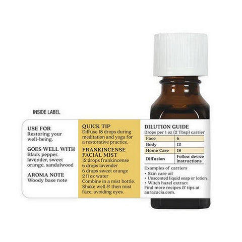 Aura Cacia, Essential Oil Frankincense, (boswella carteri) 0.5 Fl Oz