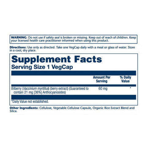 Solaray, Bilberry Berry Extract, 60 mg, 120 Veg Caps Solaray