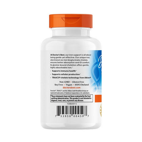 Doctors Best, High Absorption Iron, 27 Mg, 120 Tablets
