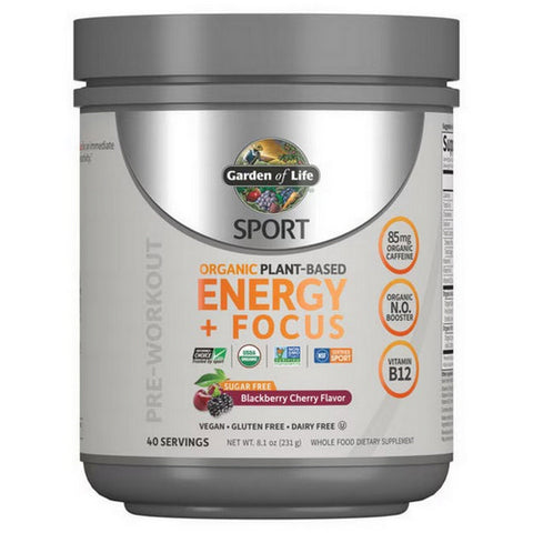 Garden of Life, Sport Organic Plant-Based Energy + Focus Blackberry Cherry, Blackberry Cherry 8.1 Oz