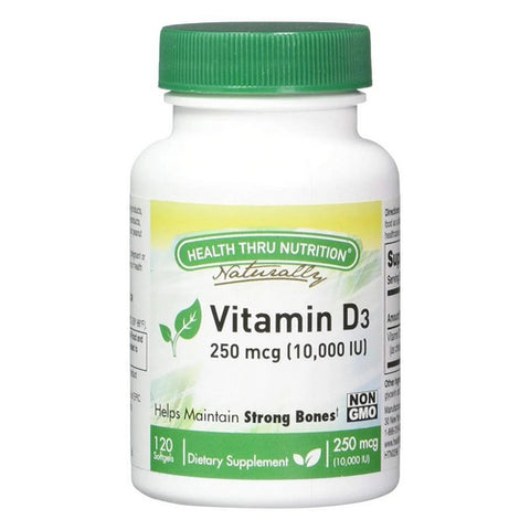 Health Thru Nutrition, Vitamin D3 In Oraginc Extra Virgin Olive Oil, 10000 IU, 120 Softgel
