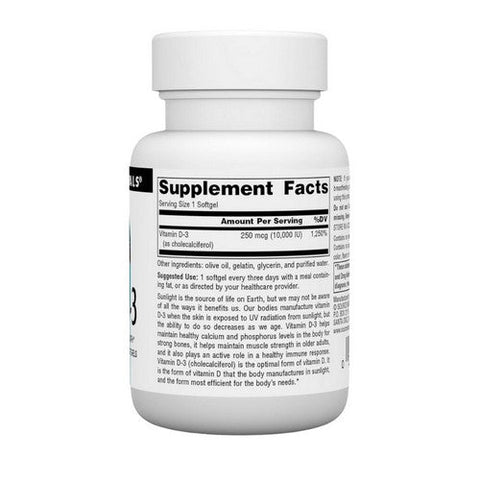 Source Naturals, Vitamin D-3, 10000 IU, 60 Softgels Source Naturals