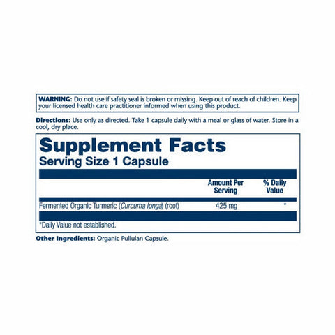 Solaray, Organically Grown Fermented Turmeric Root, 500 mg, 100 Veg Caps Solaray