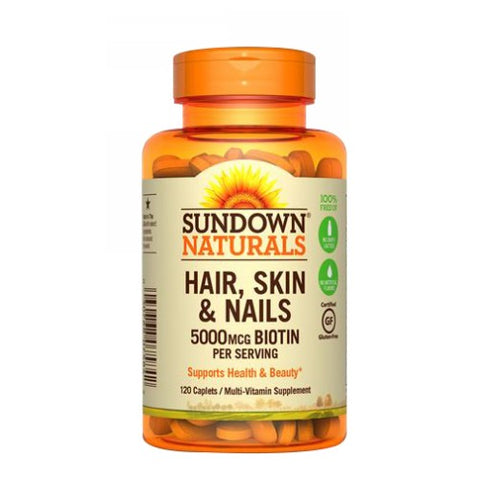 Sundown Naturals, Hair, Skin & Nails, 5000 mcg, 12 X 120 Tabs