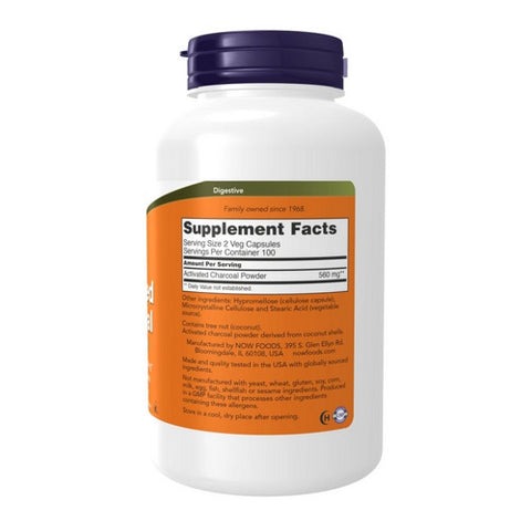 Now Foods, Activated Charcoal, 200 Veg Caps