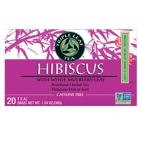 Triple Leaf Tea, Hibiscus Tea with White Mulberry Leaf, 20 Bags
