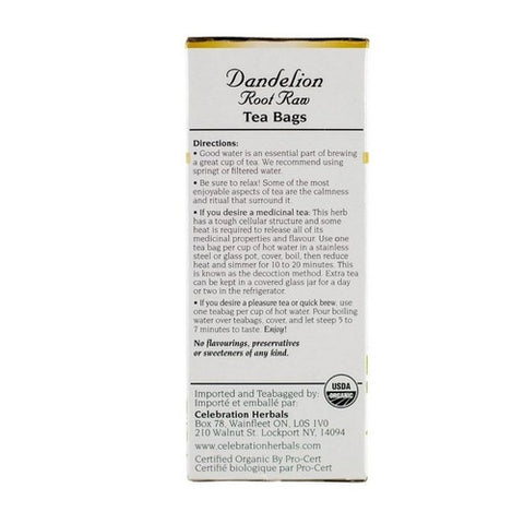 Celebration Herbals, Organic Dandelion Root Raw Tea, 24 Bags