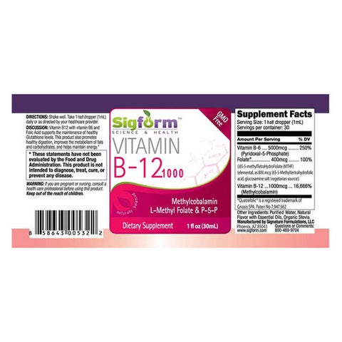Sigform, Vitamin B12 1000, 1000 mcg, 1 Oz