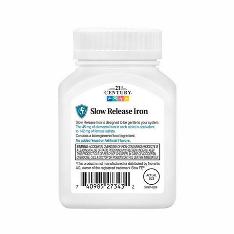 21st Century, Slow Release Iron, 60 Tabs