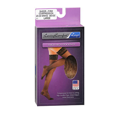 Scott Specialties, Loving Comfort Thigh High Stockings Firm Compression Beige Large, 1 Each