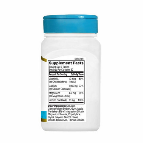 21st Century, Calc + Mag + Zinc + D3, 90 Tabs