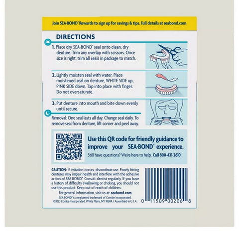 Sea-Bond, Denture Adhesive Seals Lowers Original, 30 Each