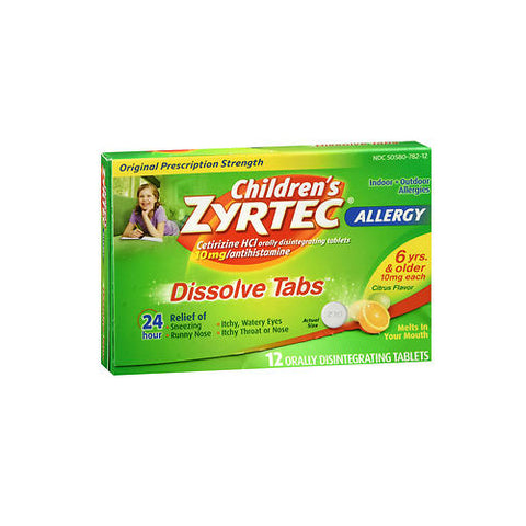 Zyrtec, Children's Allergy Dissolve Tabs Citrus Flavor, 12 Tabs