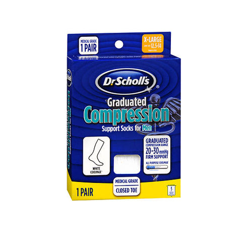 Dr. Scholls, Graduated Compression Socks For Men White, 1 Each