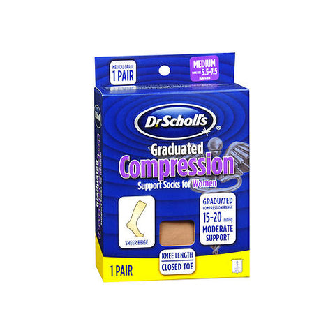Dr. Scholls, Graduated Compression Socks For Women Beige, 1 Each