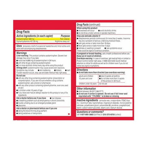 Tylenol, Pm Caplets Extra Strength, 100 Caps Tylenol