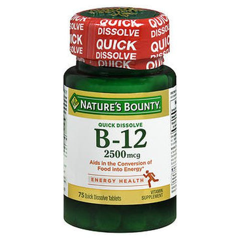 Nature's Bounty, Vitamin B-12 Quick Dissolve Tablets Natural Cherry, 2500 mcg, 75 Tabs