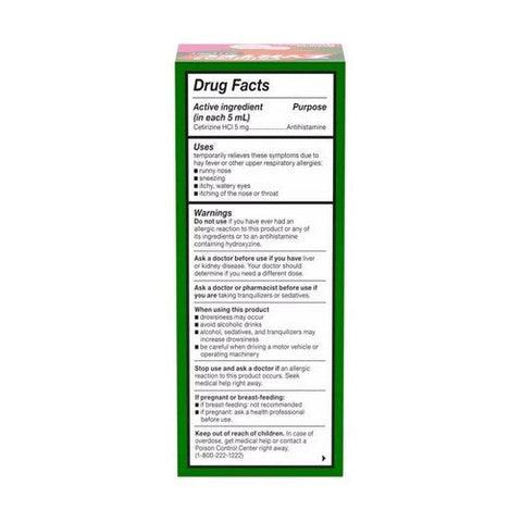 Zyrtec, Children'S Allergy Cetirizine Hci 24 Hour Bubble Gum Syrup, 4 Oz