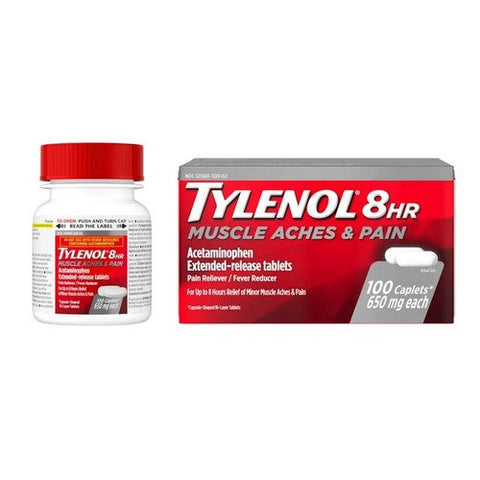 Tylenol, Muscle Aches And Pain Acetaminophen Extended Release Caplets, 650 Mg, 100 Tabs Tylenol