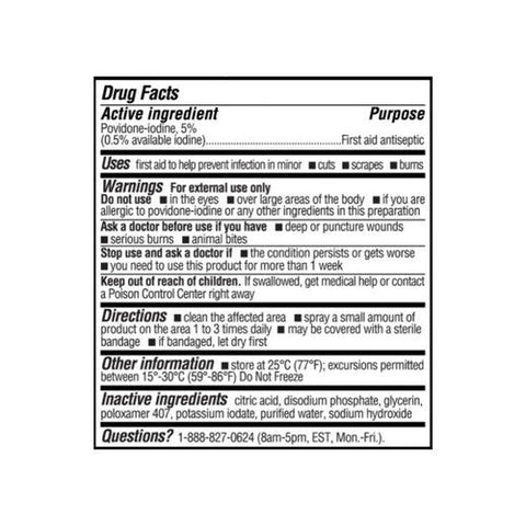 Betadine, 5% Povidone Iodine Antiseptic First Aid Spray, 3 Oz Betadine
