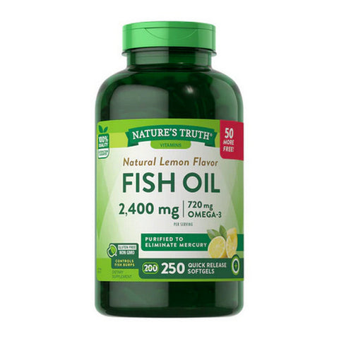 Nature's Truth, Fish Oil Quick Release Softgels Natural Lemon Flavor, 2400 Mg, 250 Caps