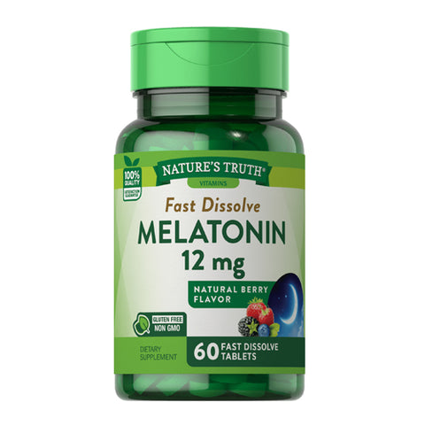 Nature's Truth, Melatonin Fast Dissolve Tabs Natural Berry Flavor, 12 Mg, 60 Tabs