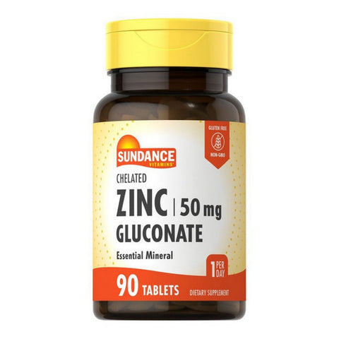Sundance, Vitamins Chelated Zinc (Gluconate) Tablets, 50 mg, 90 Tabs