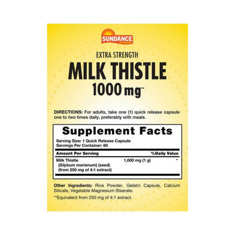 Sundance, Vitamins Milk Thistle Capsules, 1000 mg, 60 Caps