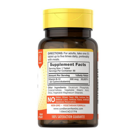 Sundance, Vitamins B-12, 500 mcg, 90 Tabs