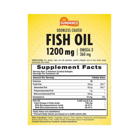 Sundance, Vitamins Odorless Fish Oil - Omega-3 Softgels, 100 Tabs
