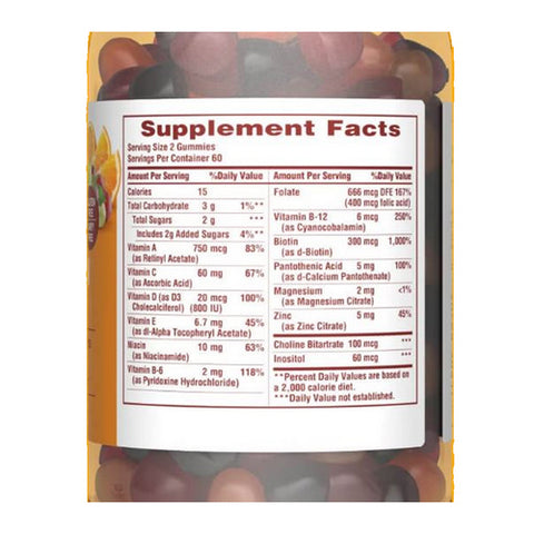 Sundown Naturals, Sundown Naturals Adult Multivitamin with Vitamin D3 Gummies Orange - Cherry and Grape Flavored, 50 Each