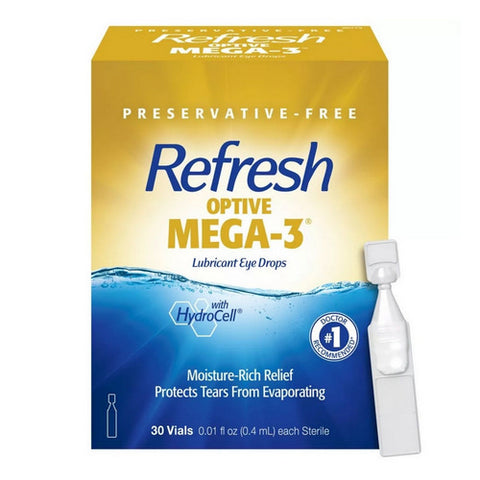 Refresh, Optive Mega-3 Lubricant Eye Drops With Hydrocell, 30 Each