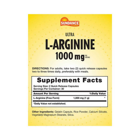Sundance, Ultra L-Arginine HCL Coated Caplets, 1000 mg, 60 Tabs