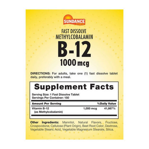 Sundance, B-12 Fast Dissolve Tablets, 1000 mcg, 150 Tabs
