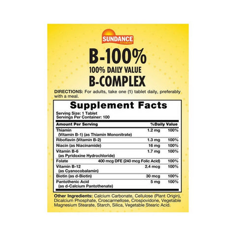 Sundance, Vitamins B-Complex Caplets, 100 Tabs