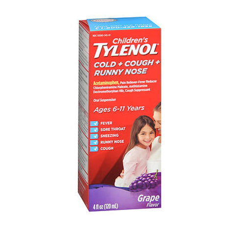 Tylenol, Children's Cold + Cough + Runny Nose Oral Suspension Grape, 4 Oz