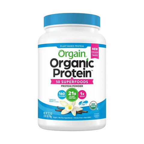 Orgain, Organic Vegan Protein Powder Plus 50 Superfoods Plant Based Vanilla Bean, Vanilla Bean 2.02 lbs