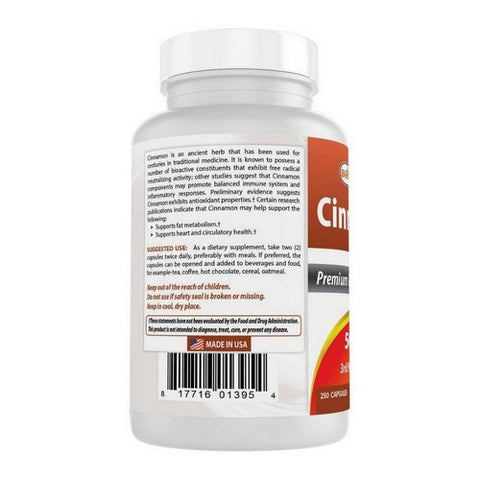 Best Naturals, Cinnamon Bark, 500 mg, 250 Caps