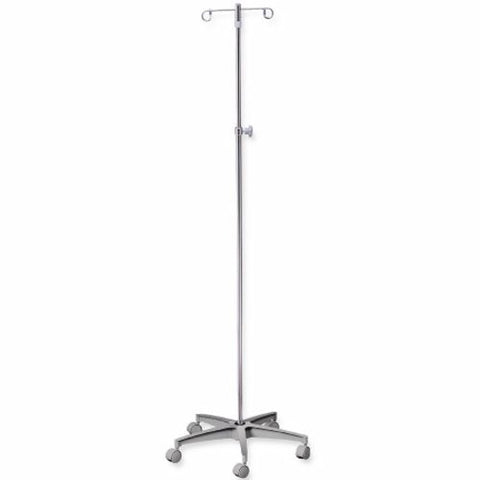 McKesson, IV Stand Floor Stand McKesson 2-Hook 5-Leg, Dual-Wheel Nylon Casters, Cast Aluminum Base, Count of 1