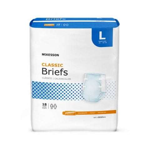 McKesson, Unisex Adult Incontinence Brief Classic Large Disposable Light Absorbency, Case Of 4