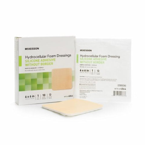 McKesson, Foam Dressing 6 X 6 Inch Without Border Film Backing Silicone Gel 4864, Case Of 20