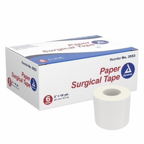 Dynarex, Medical Tape Dynarex  Porous Paper 2 Inch X 10 Yard White NonSterile, Box Of 6