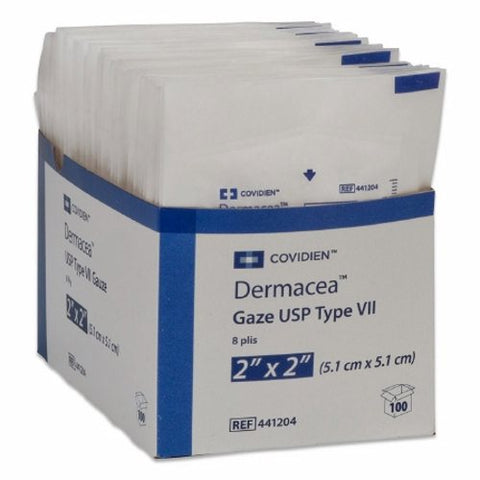 Cardinal, USP Type VII Gauze Sponge Dermacea Cotton 8-Ply 2 X 2 Inch Square Sterile, Box Of 50