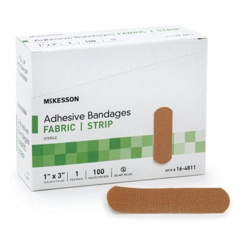 McKesson, Adhesive Strip 1 X 3 Inch Fabric Rectangle Tan Sterile 16-4811, 1 X 3 Inch, Tan