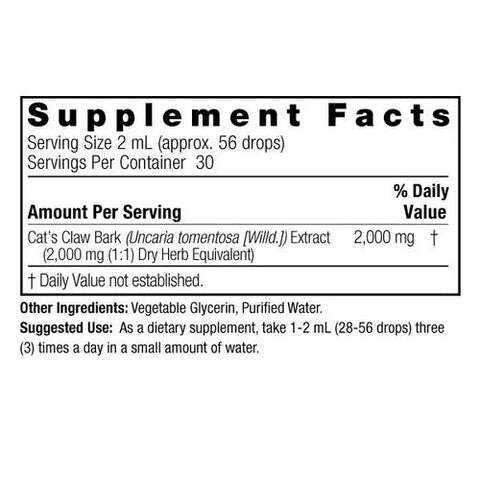 Nature's Answer, Cats Claw Inner Bark, Alcohol Free Extract 2 FL Oz